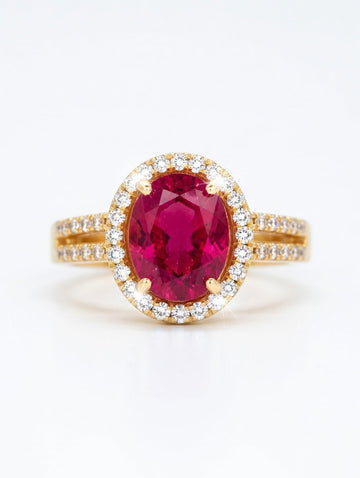 Ashir Studio Ruby Rose crystal halo ring with split pave band, showcasing sparkling gemstones and intricate jewelry design.